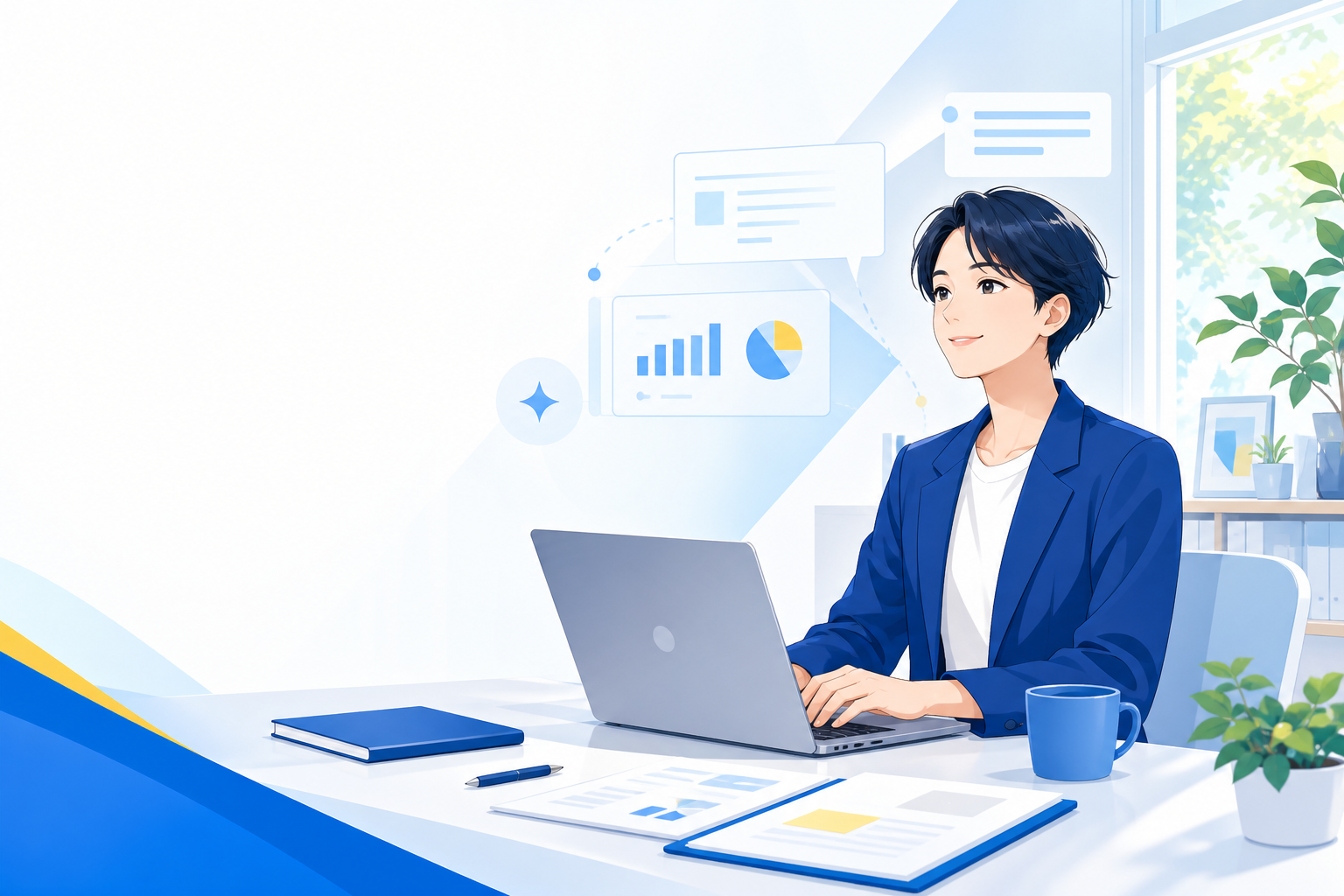 AIを活用して仕事を効率化する若手会社員